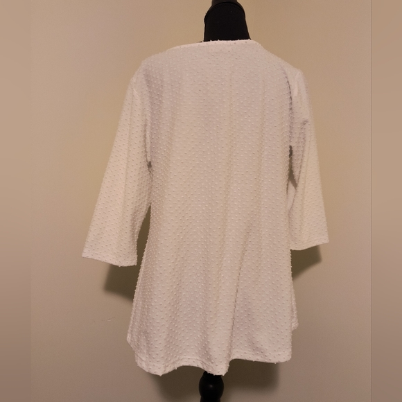 Anthropologie W5 Twist Front Ivory Swiss-Dot 3/4 Sleeve Knit Top Size XL - Picture 4 of 12